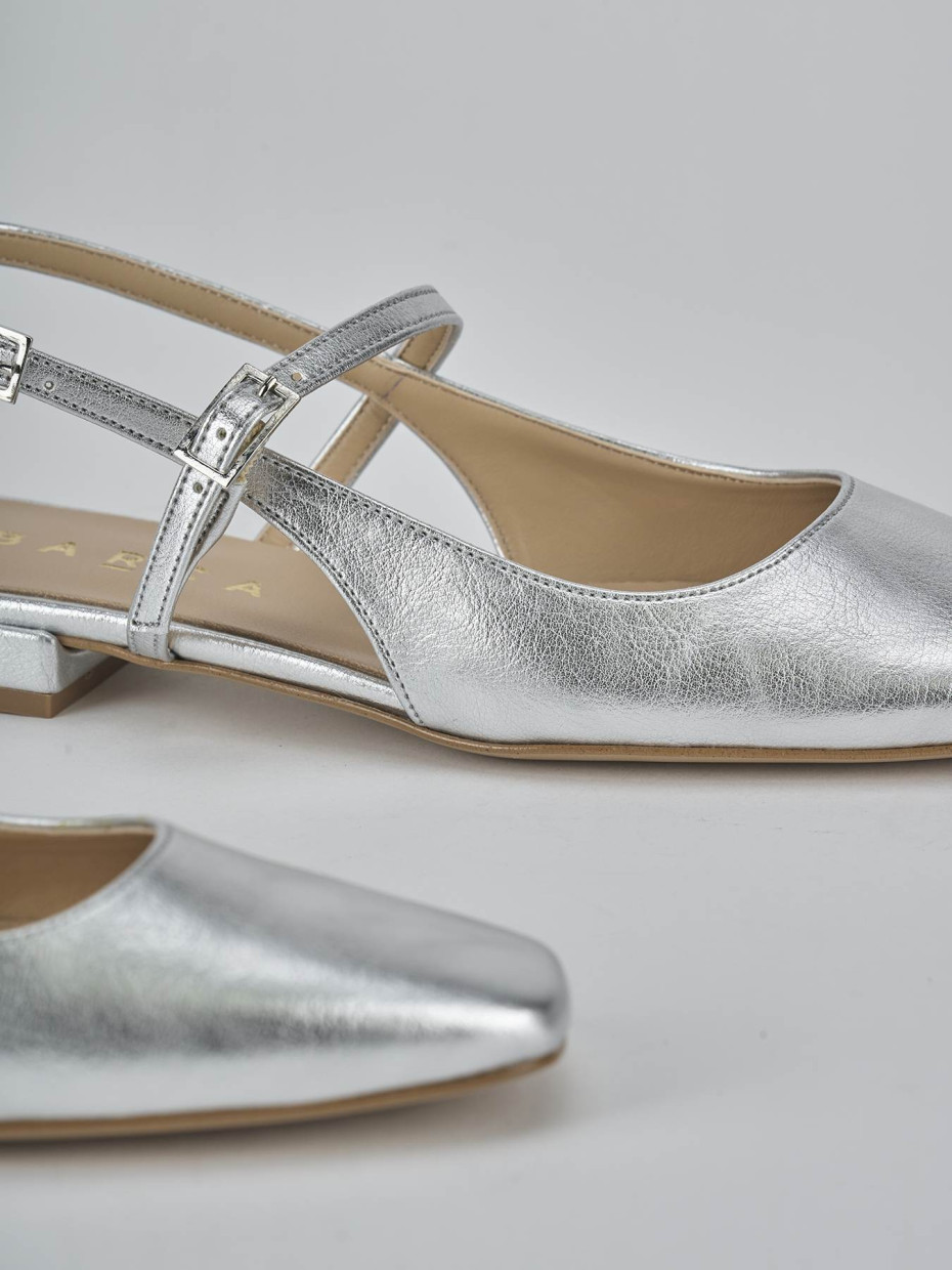 Ballerine tacco 1cm pelle argento