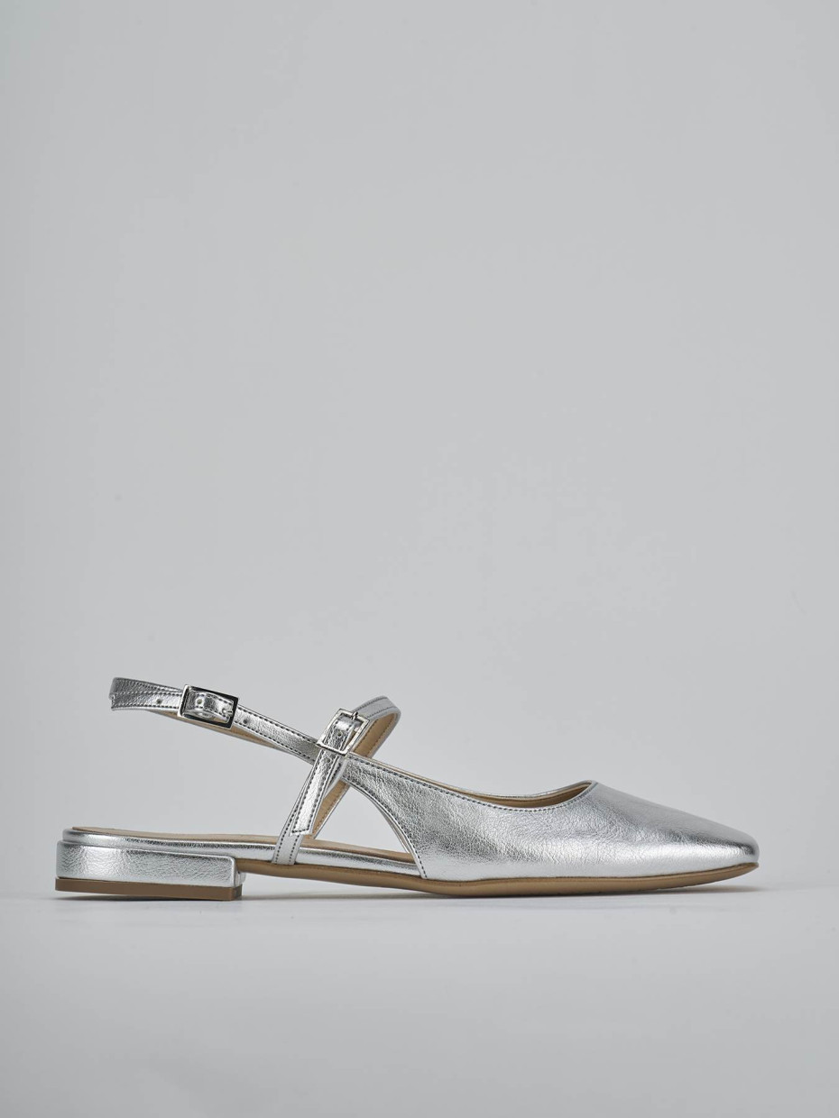 Ballerine tacco 1cm pelle argento