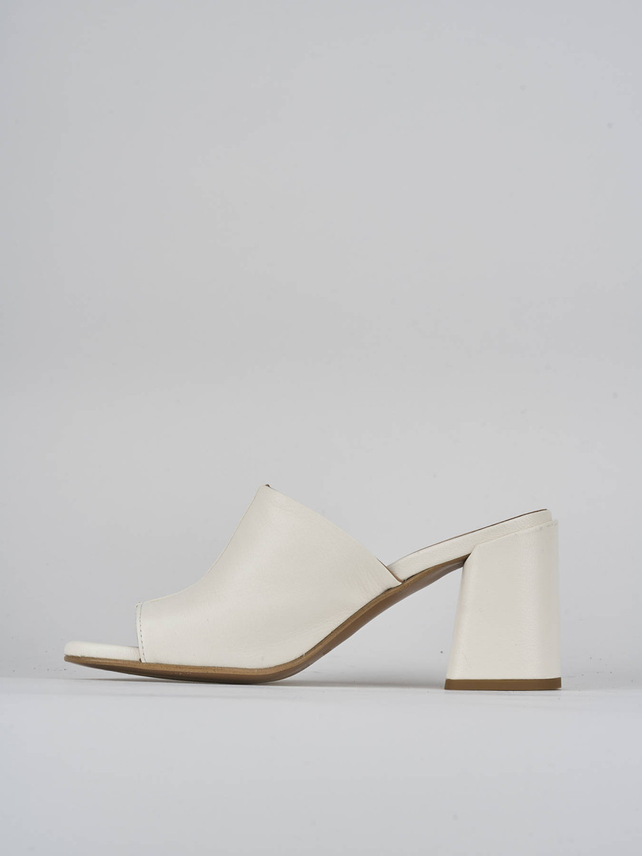 Ciabatte tacco 7cm pelle bianco