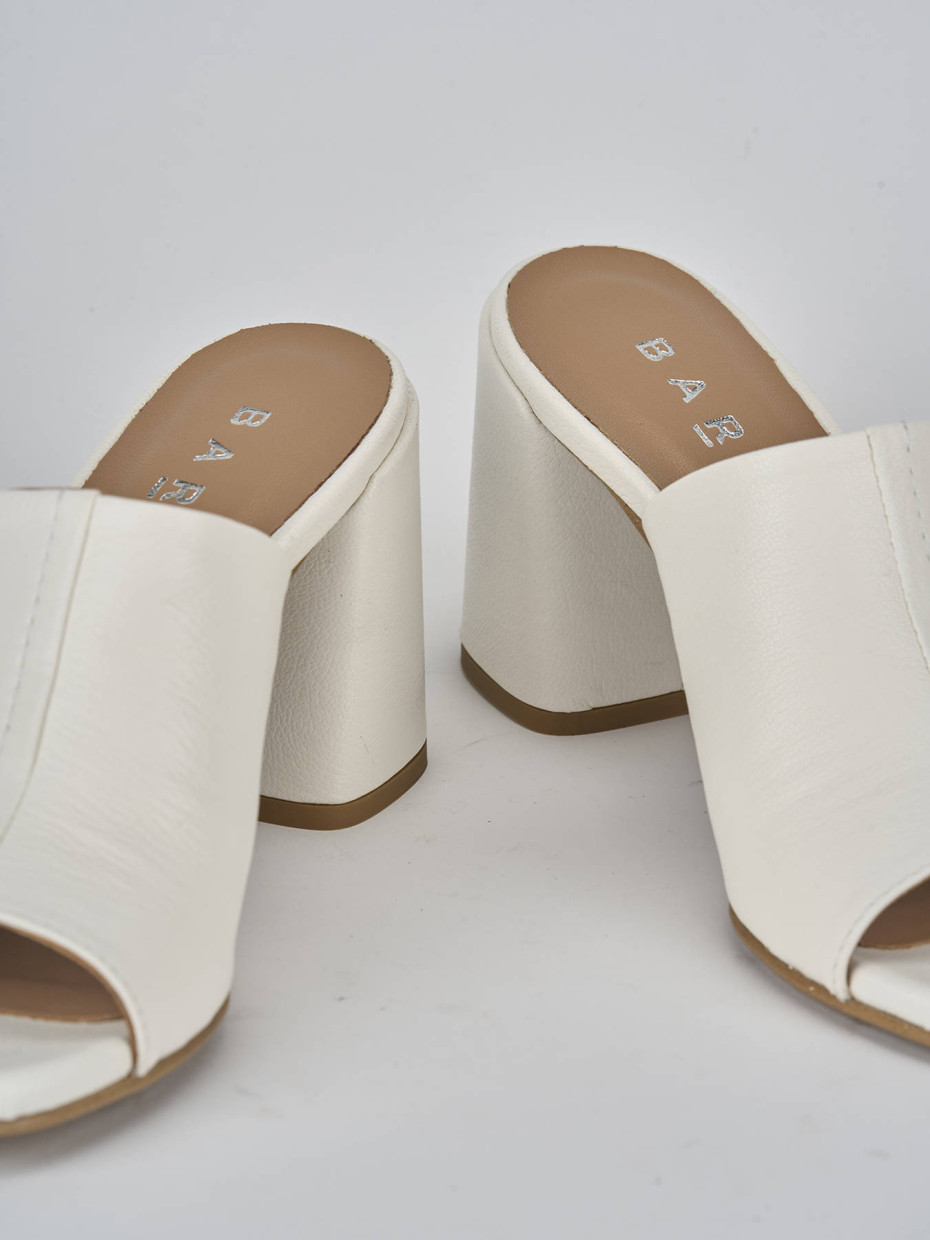 Ciabatte tacco 7cm pelle bianco