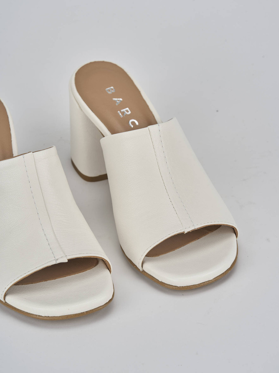 Ciabatte tacco 7cm pelle bianco