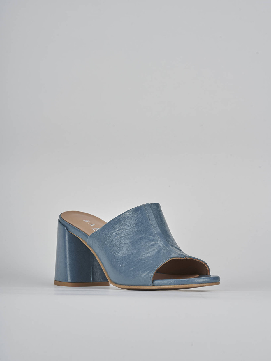 Ciabatte tacco 7cm pelle jeans