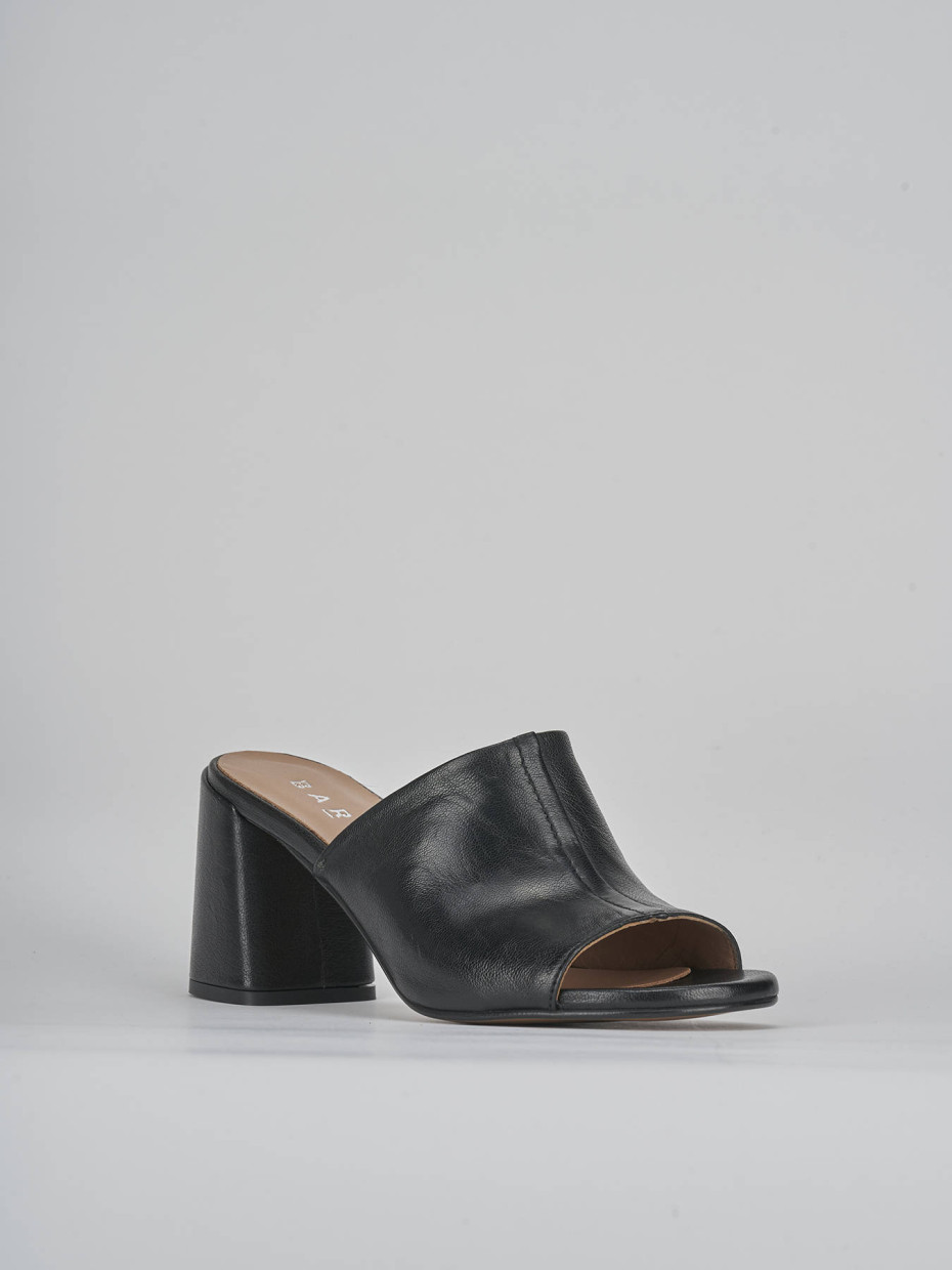 Ciabatte tacco 7cm pelle nero Barca Stores