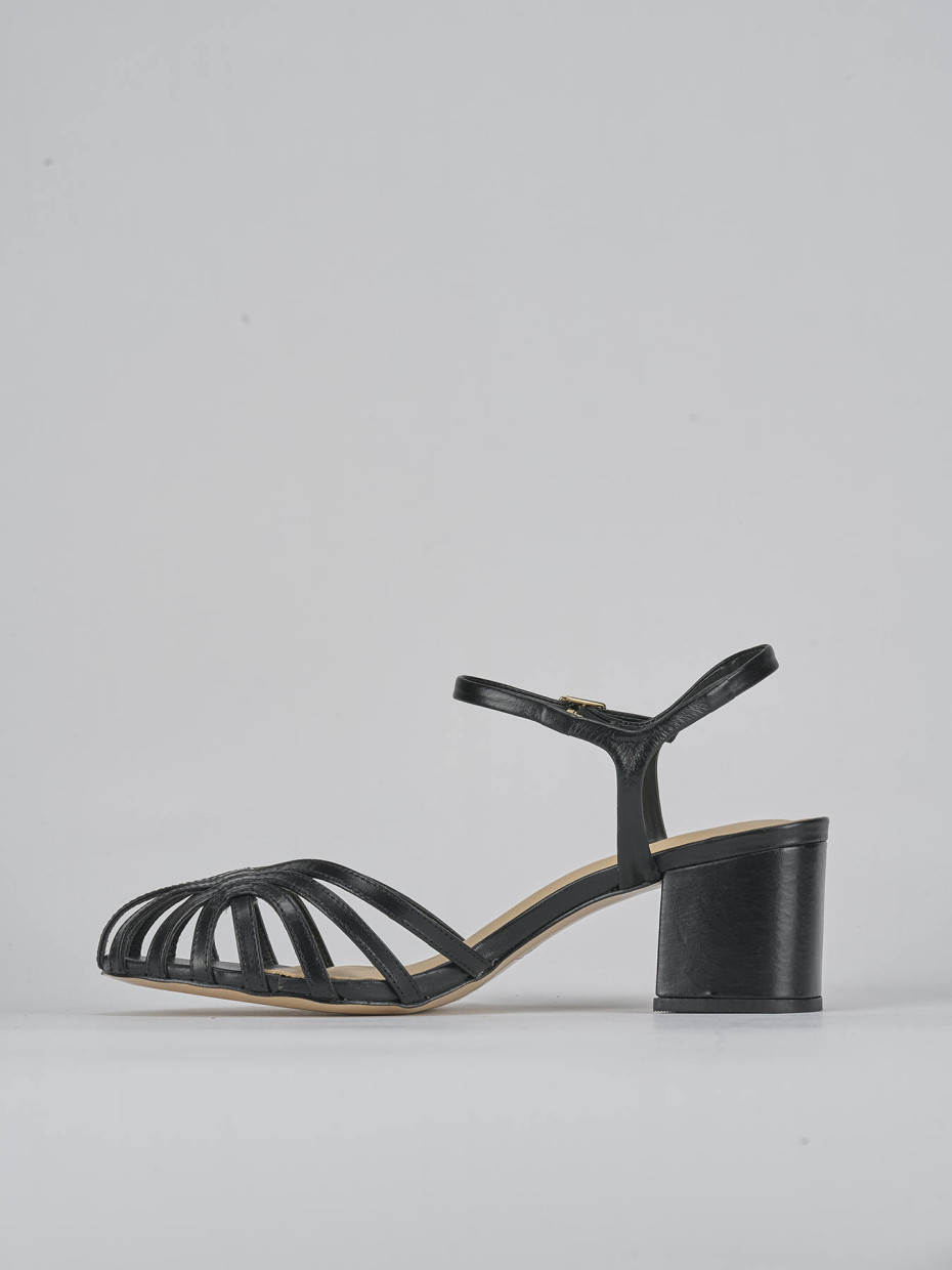 Sandali tacco 5cm pelle nero Barca Stores