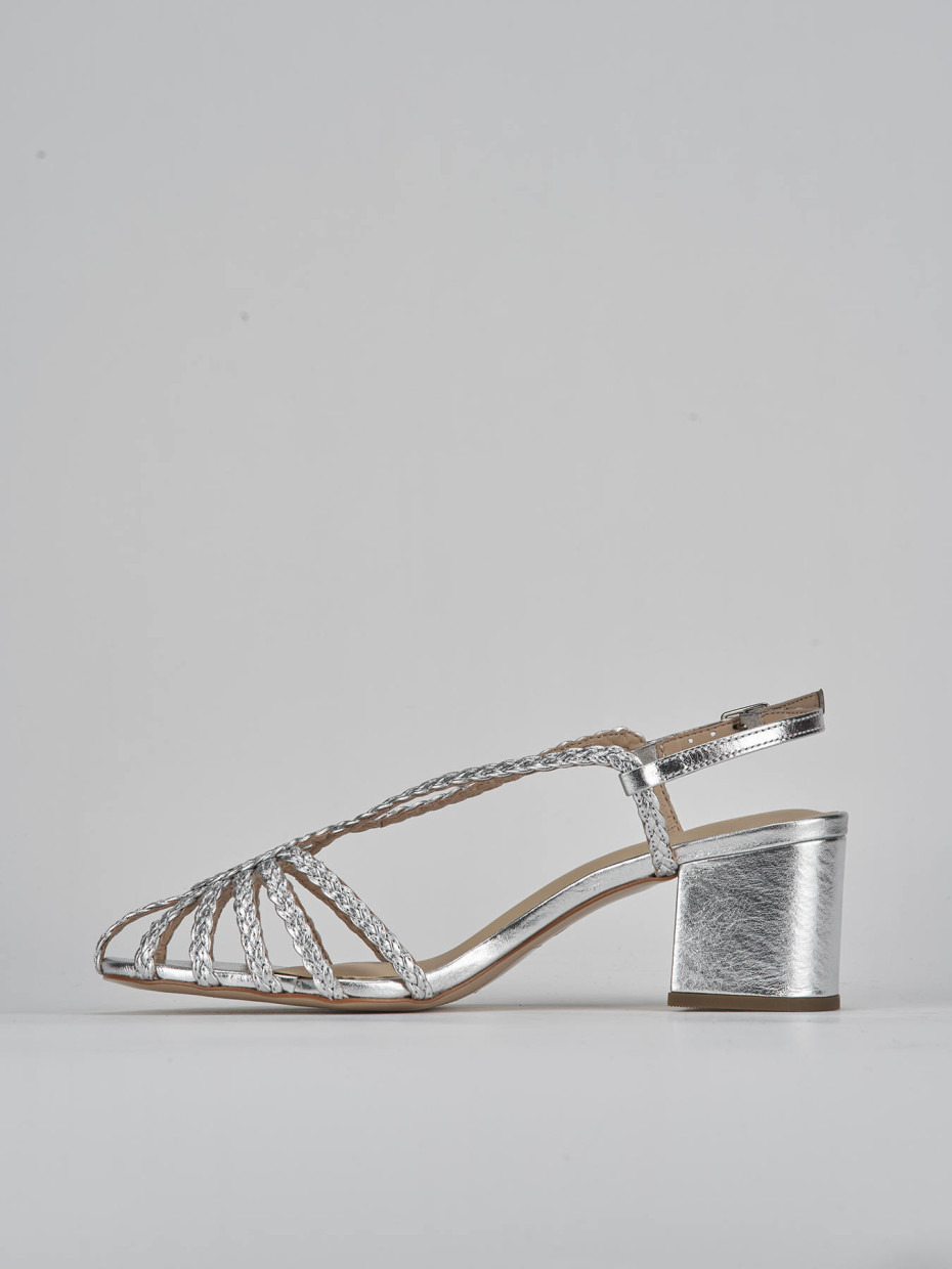 Sandali tacco 5cm pelle argento Barca Stores