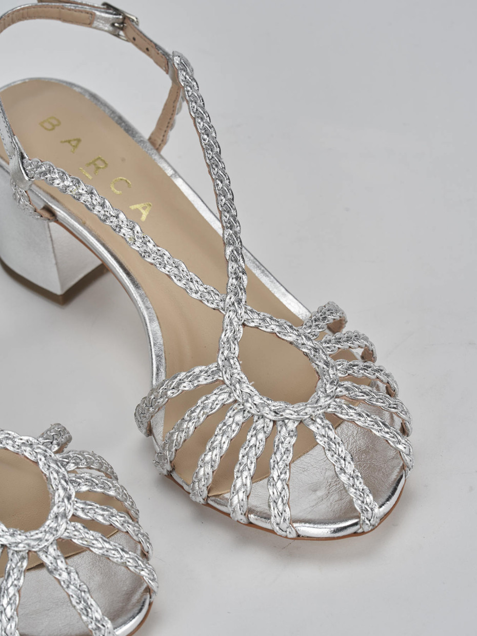 Sandali tacco 5cm pelle argento Barca Stores