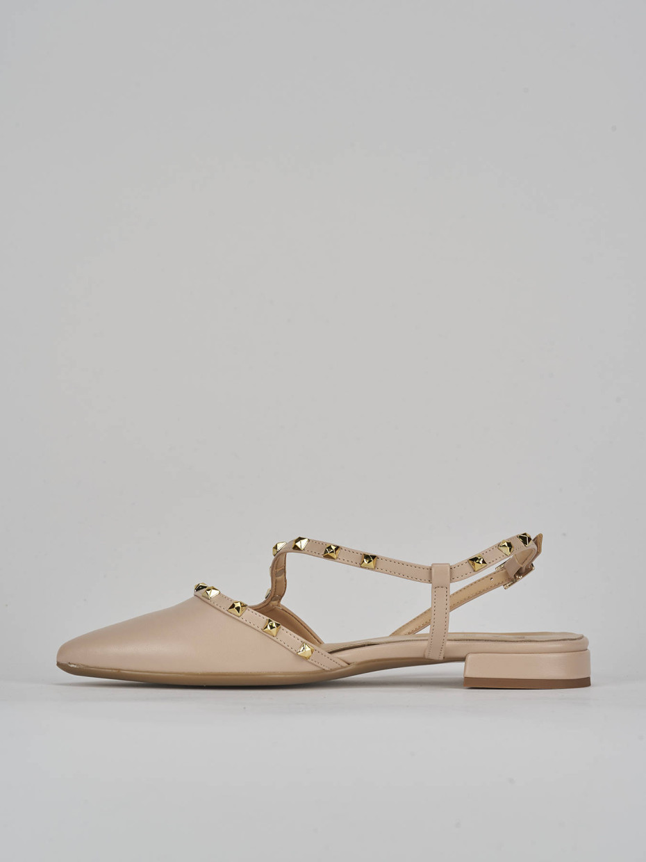 Ballerine tacco 1cm pelle beige