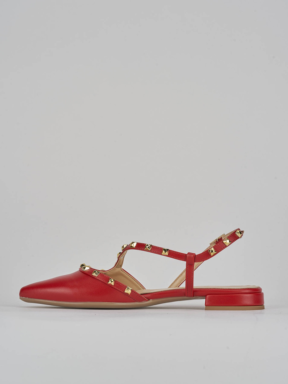 Ballerine tacco 1cm pelle rosso