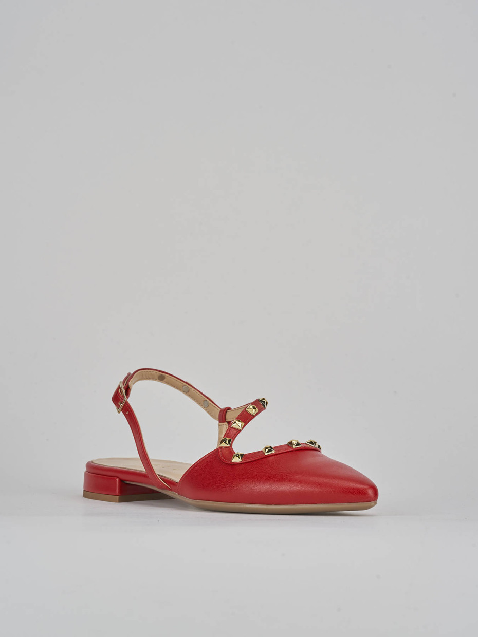 Ballerine tacco 1cm pelle rosso