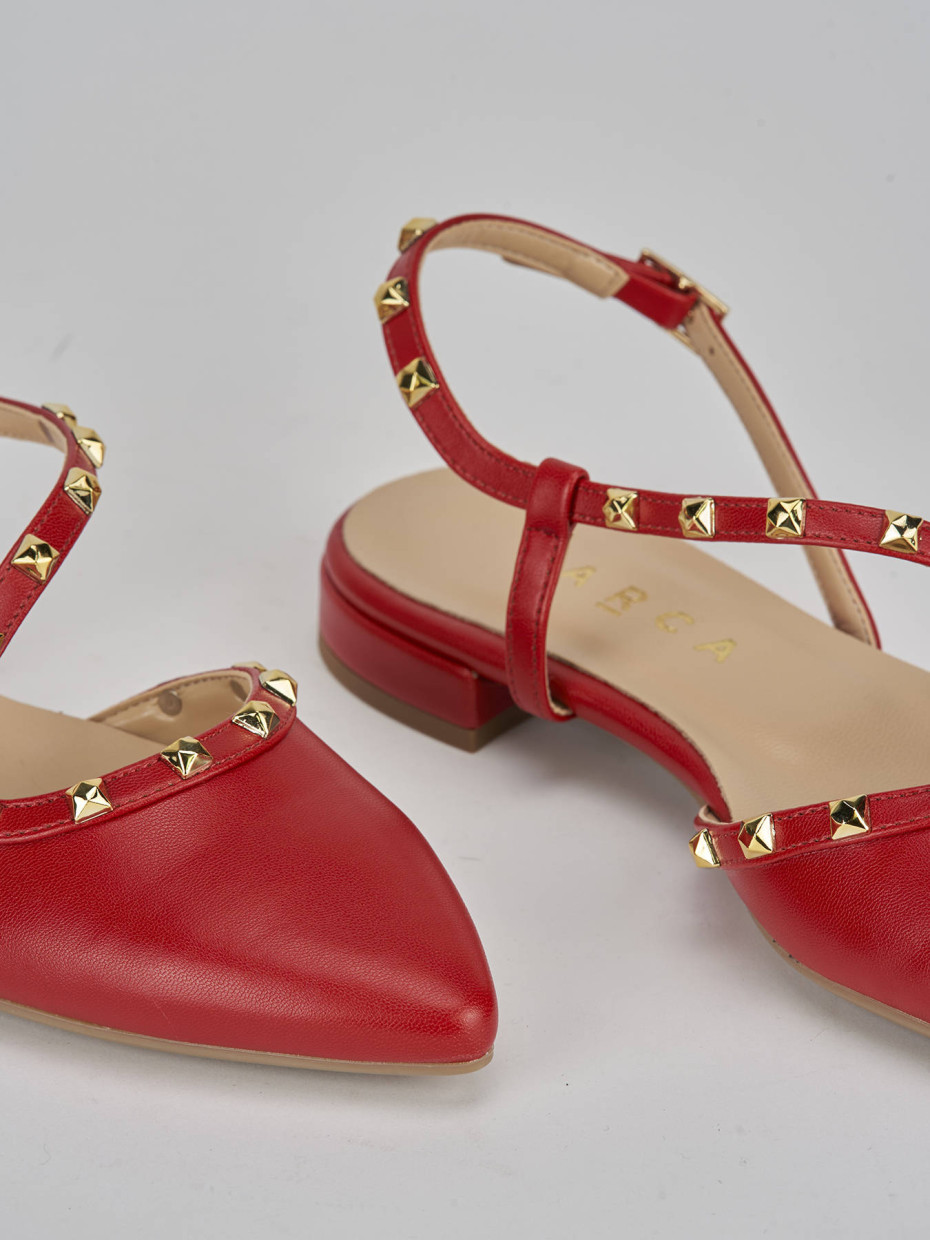 Ballerine tacco 1cm pelle rosso