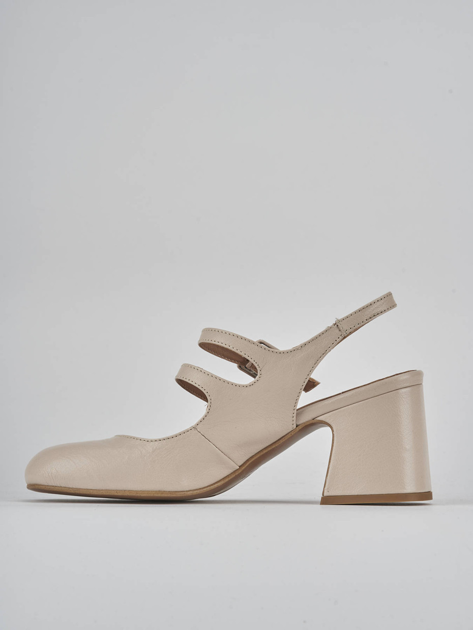 Décolleté e slingback tacco 5cm pelle beige