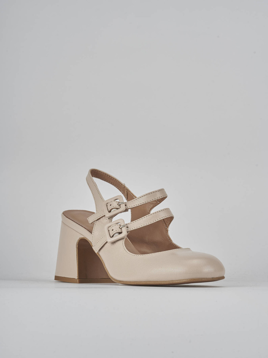 Décolleté e slingback tacco 5cm pelle beige