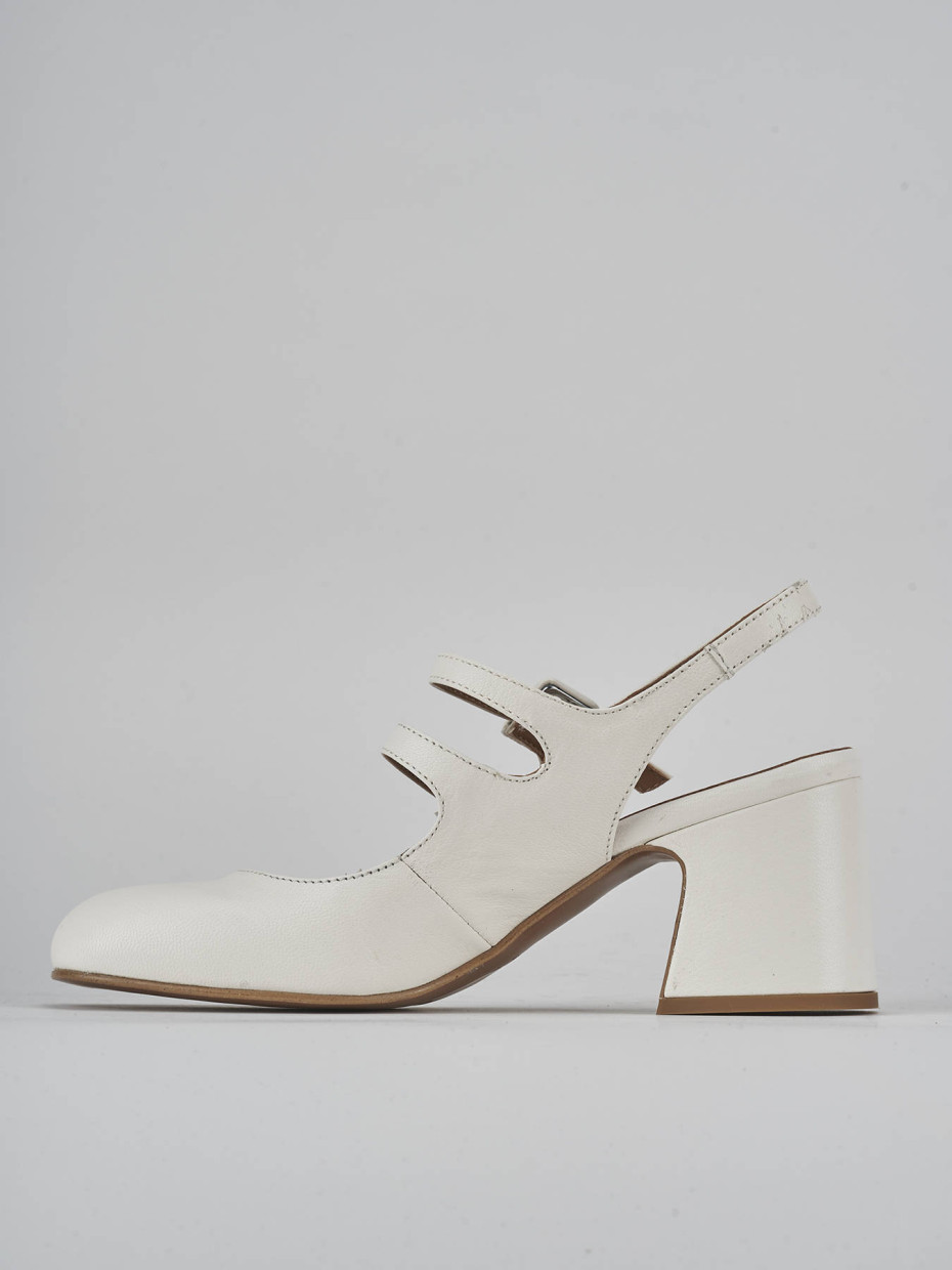 Décolleté e slingback tacco 5cm pelle bianco