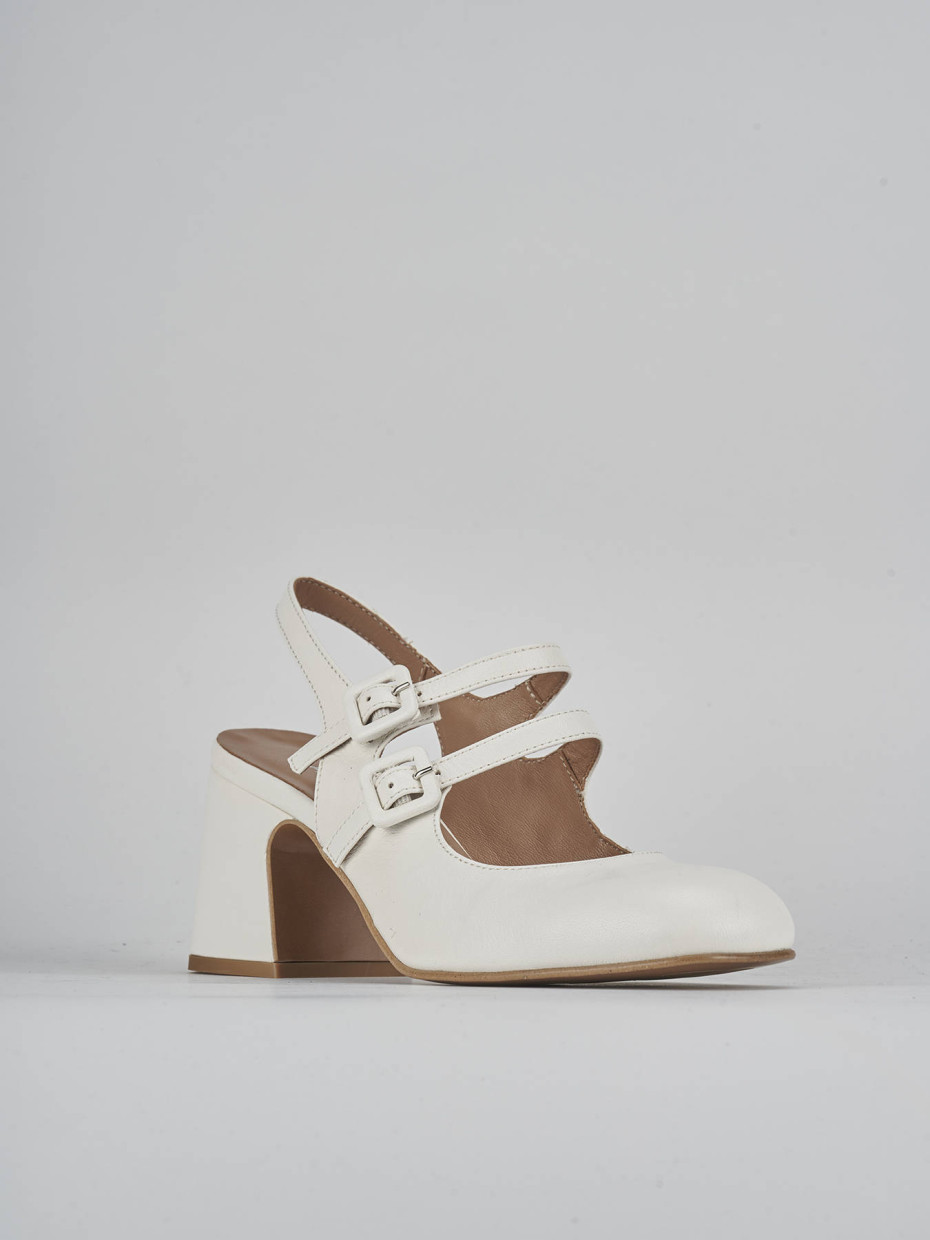 Décolleté e slingback tacco 5cm pelle bianco