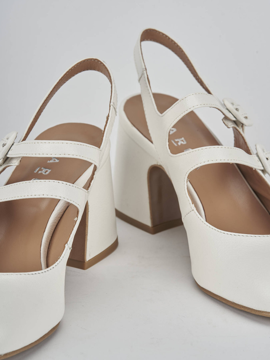 Décolleté e slingback tacco 5cm pelle bianco