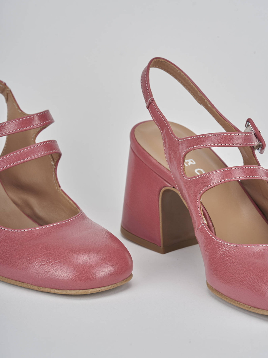 Décolleté e slingback tacco 5cm pelle bordo'