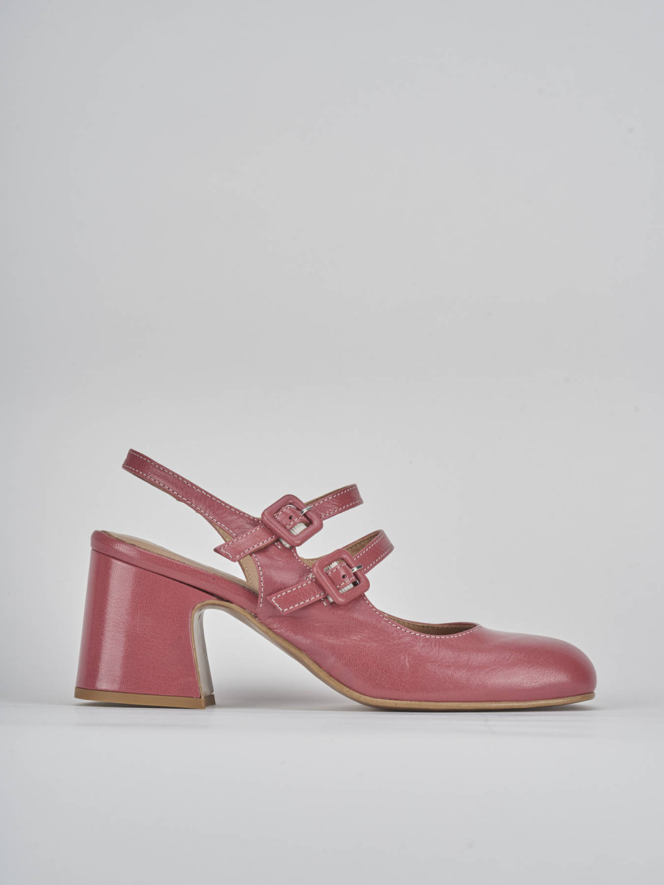 Décolleté e slingback tacco 5cm pelle bordo'