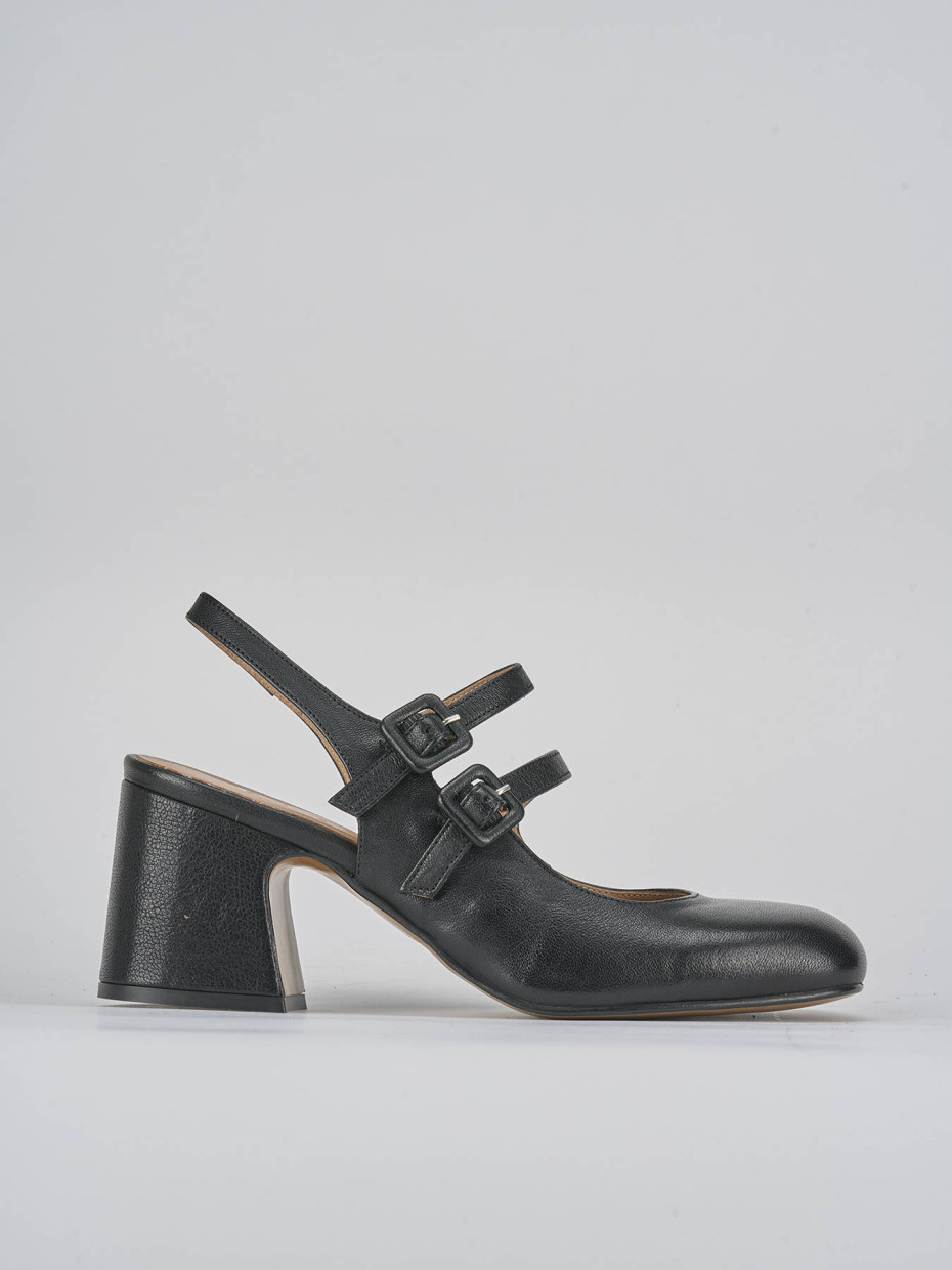 Décolleté e slingback tacco 5cm pelle nero