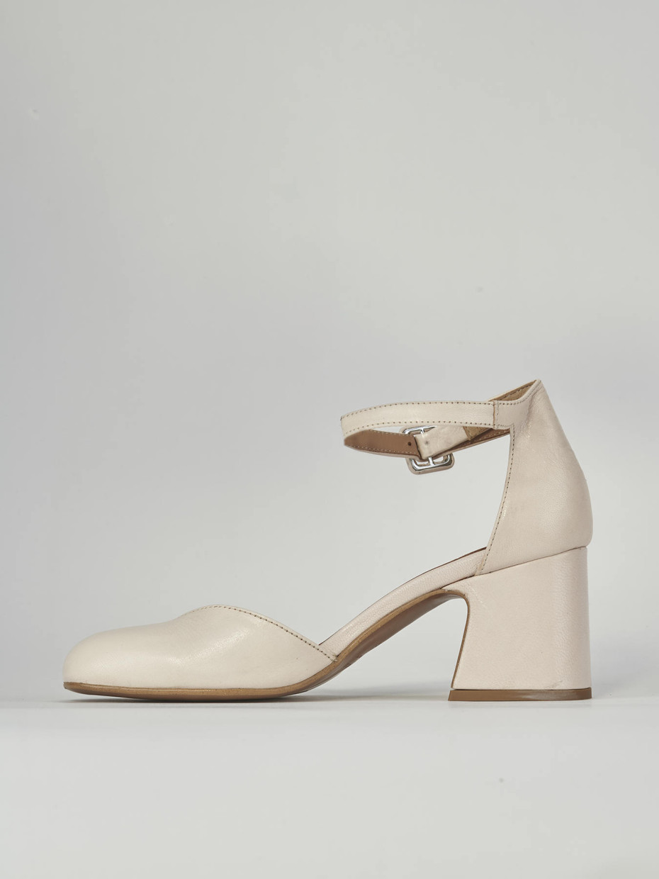 Décolleté e slingback tacco 6cm pelle beige