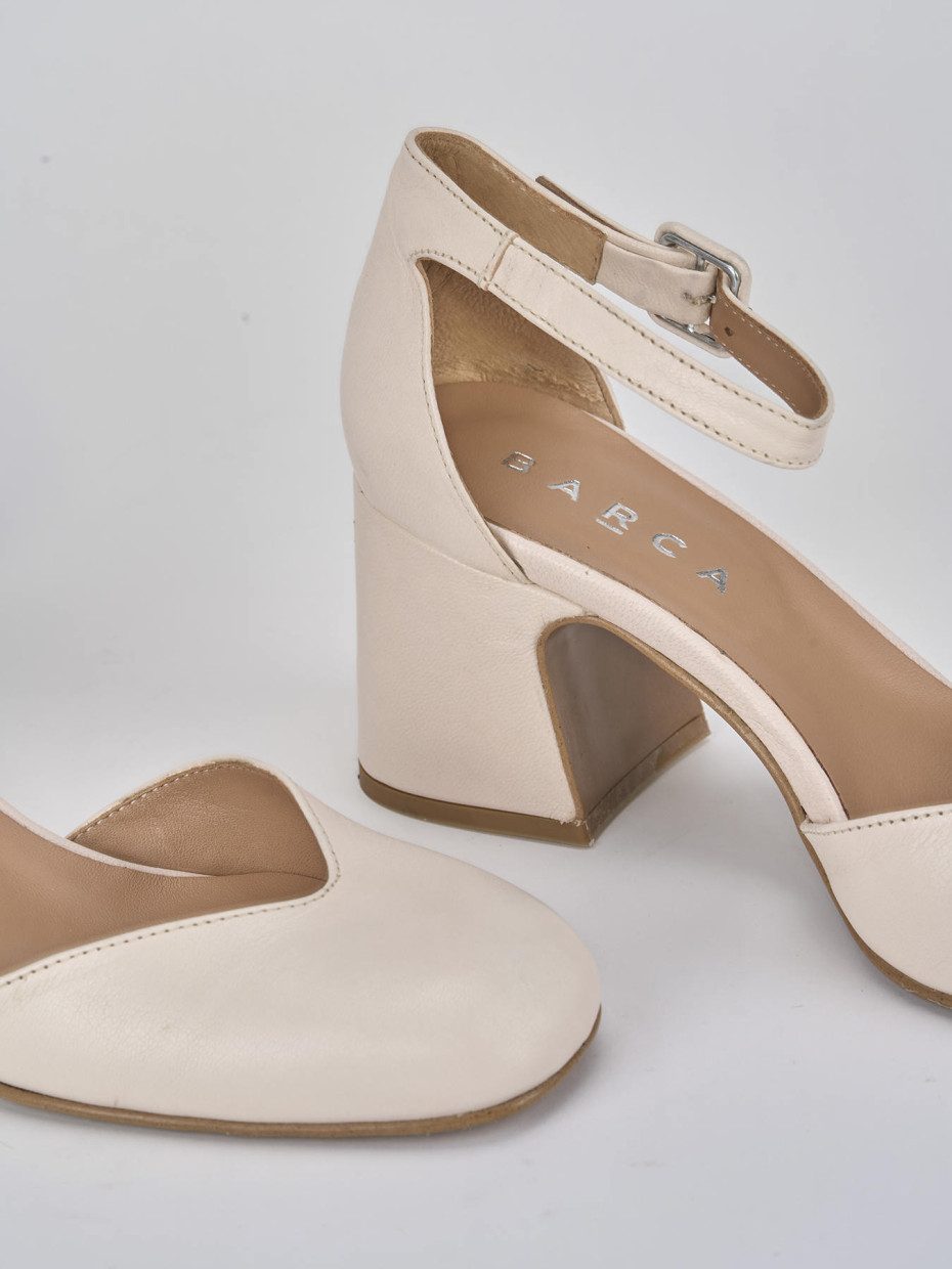 Décolleté e slingback tacco 6cm pelle beige