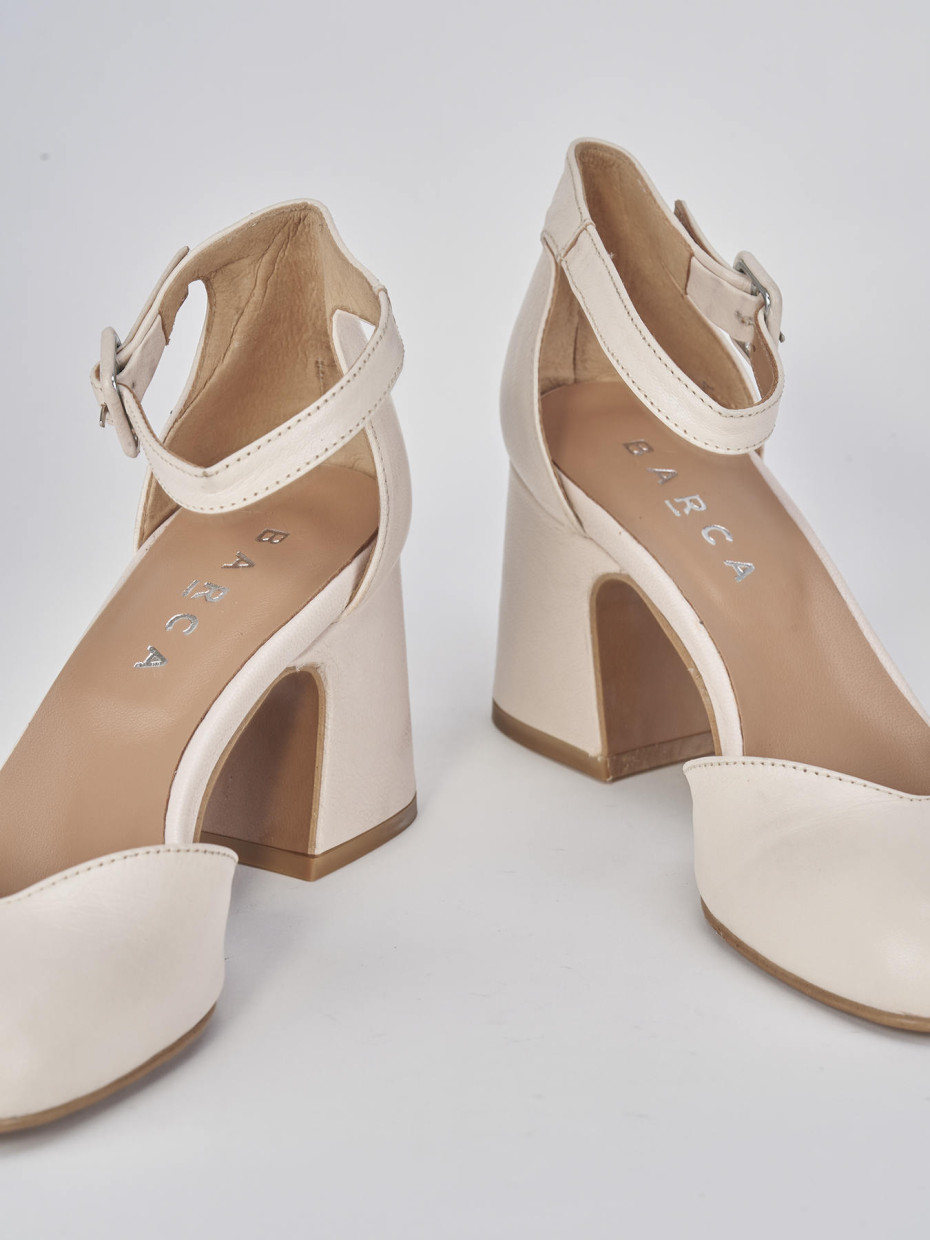 Décolleté e slingback tacco 6cm pelle beige