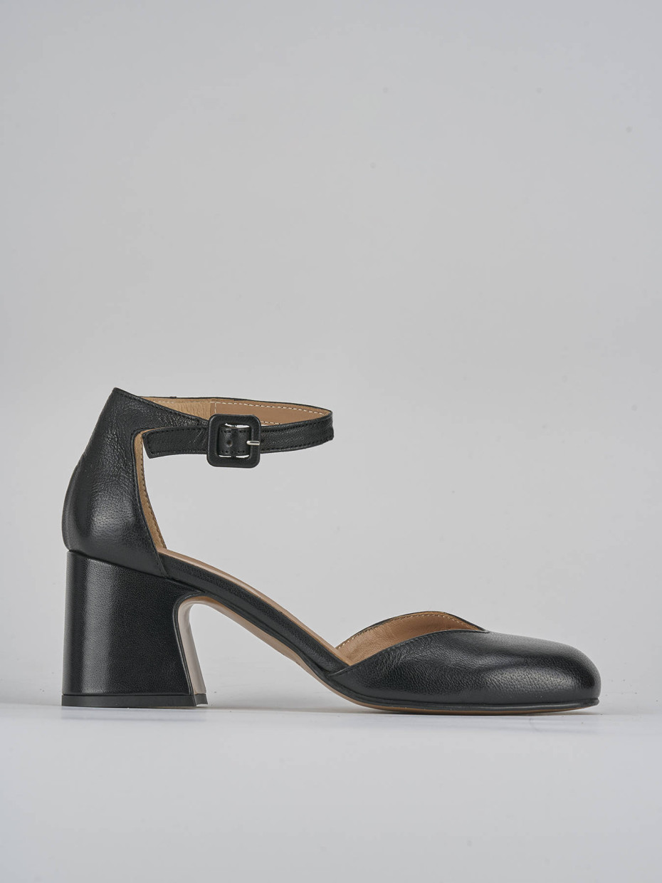 Décolleté e slingback tacco 6cm pelle nero