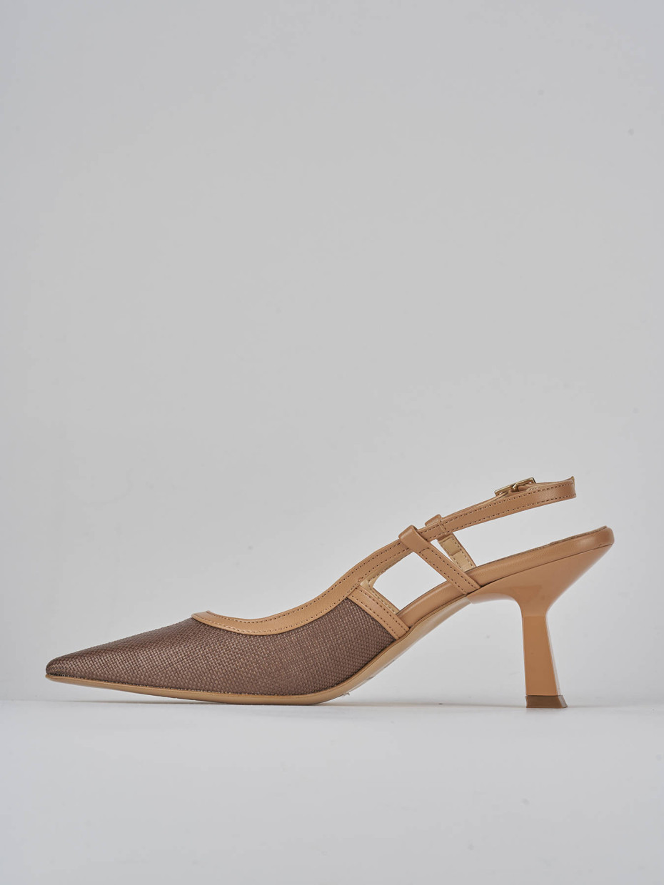 Décolleté e slingback tacco 7cm pelle testa