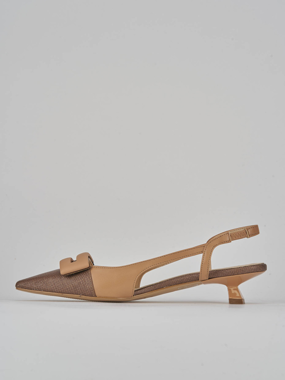 Décolleté e slingback tacco 3cm pelle testa