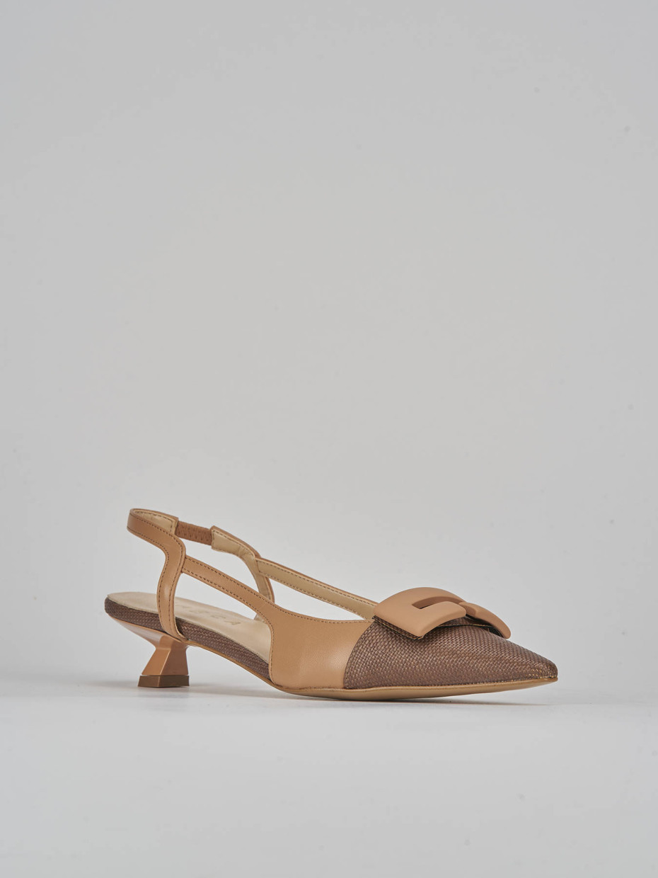 Décolleté e slingback tacco 3cm pelle testa