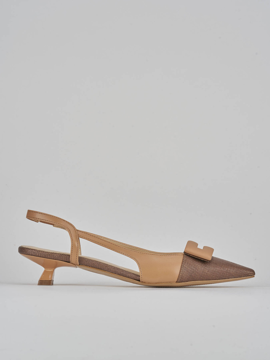 Décolleté e slingback tacco 3cm pelle testa