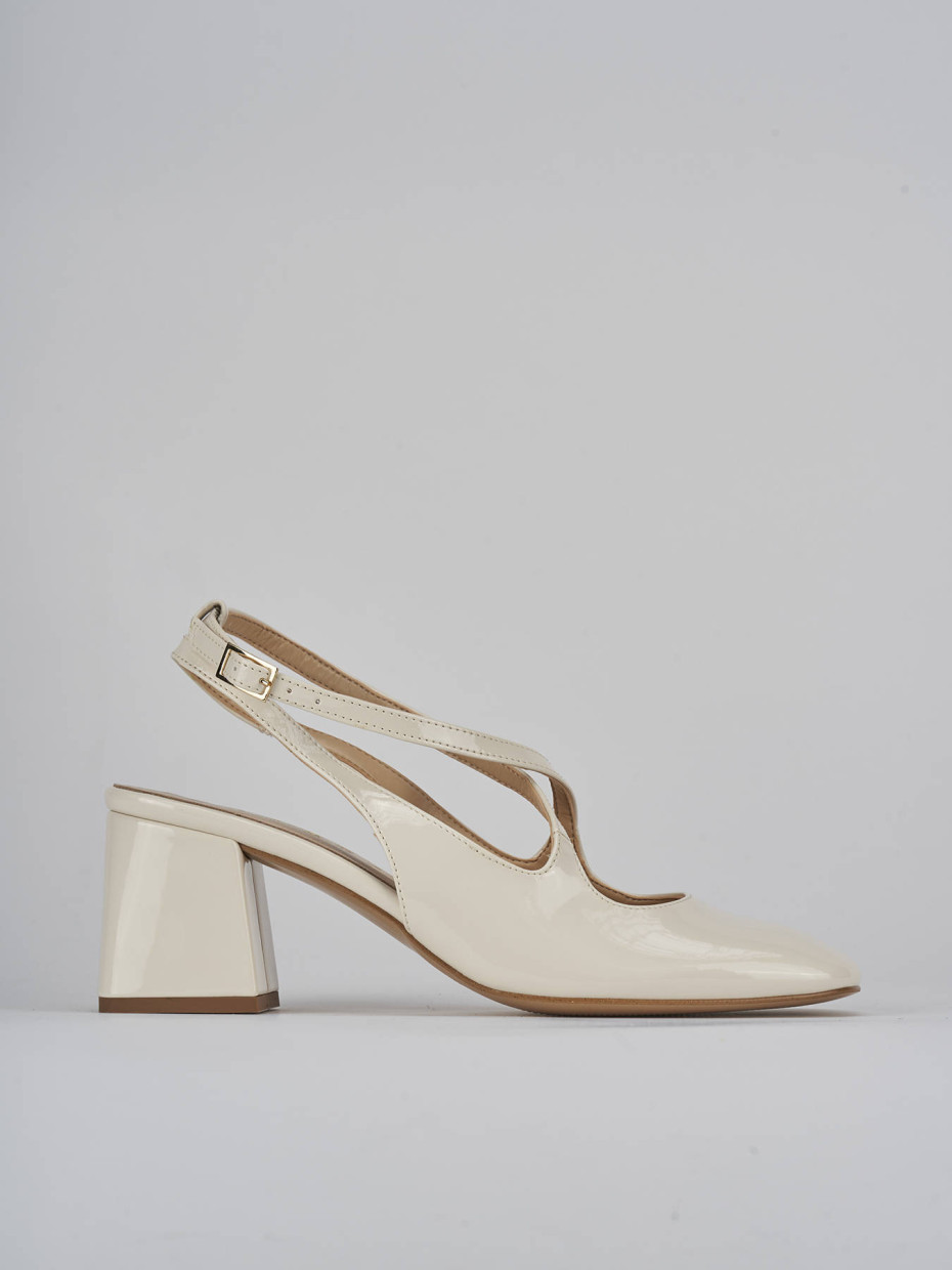 Décolleté e slingback tacco 7cm vernice bianco