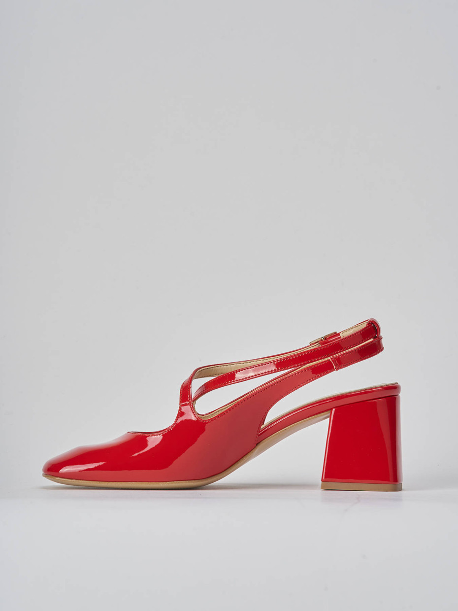 Décolleté e slingback tacco 7cm vernice rosso