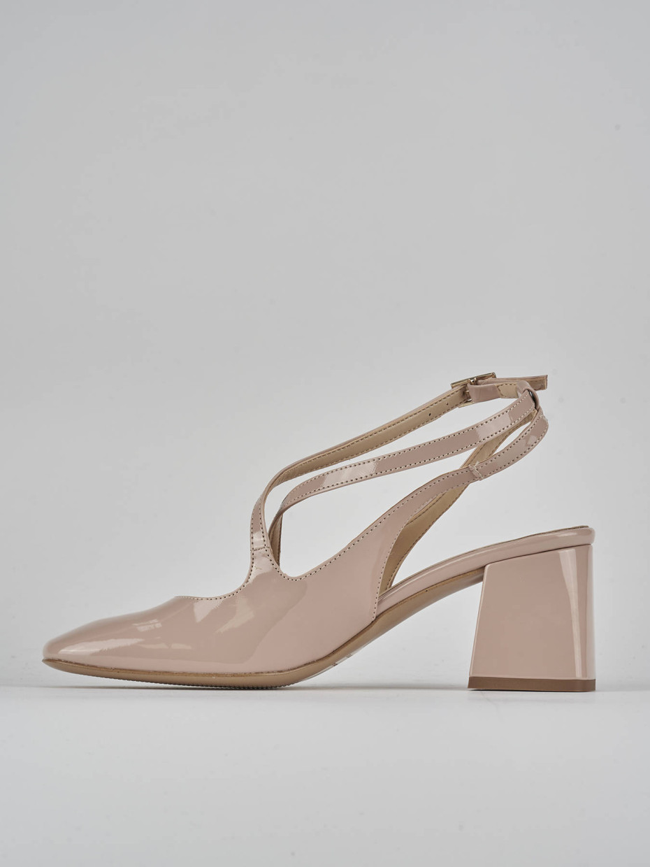 Décolleté e slingback tacco 6cm vernice rosa