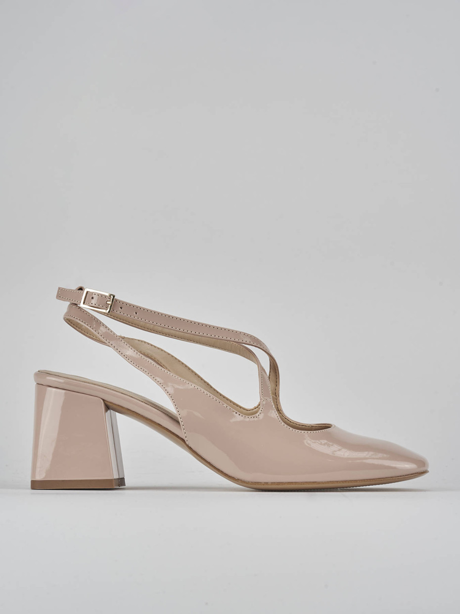 Décolleté e slingback tacco 6cm vernice rosa