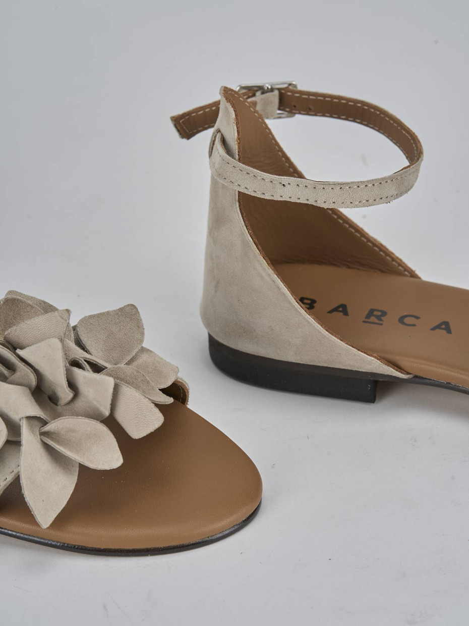 Sandalo tacco 1 cm beige camoscio