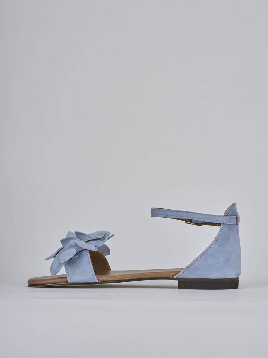 Sandalo tacco 1 cm jeans camoscio