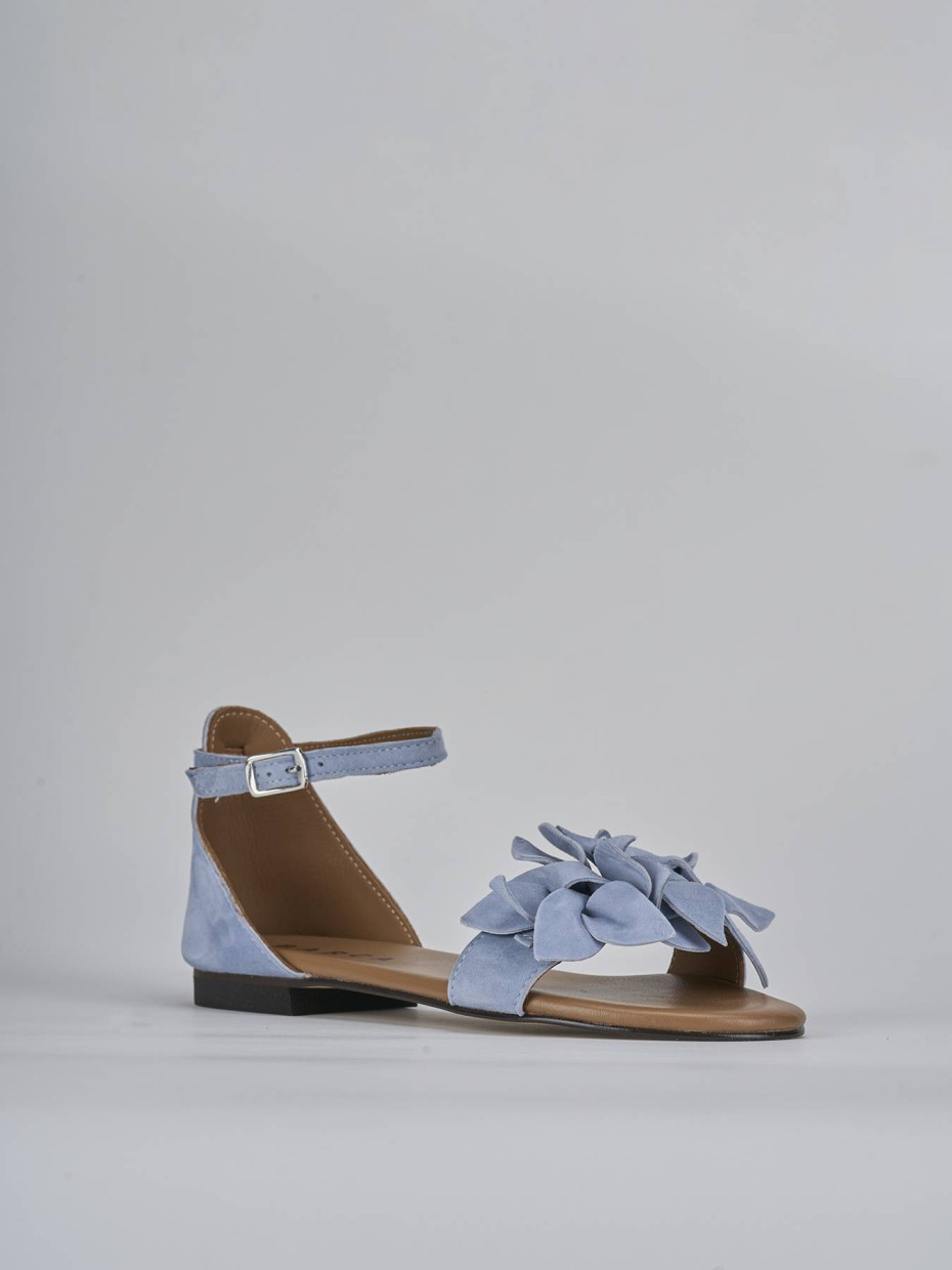 Sandalo tacco 1 cm jeans camoscio