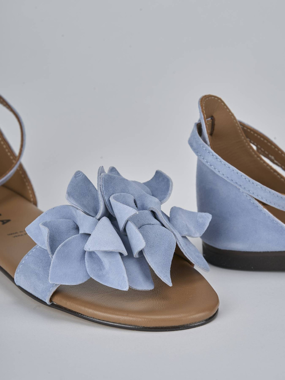 Sandalo tacco 1 cm jeans camoscio