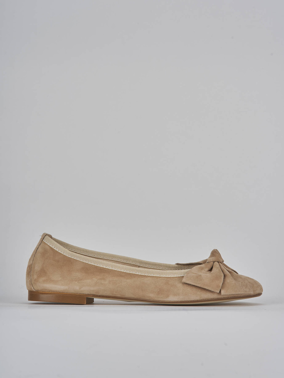 Ballerine tacco 1cm camoscio marrone