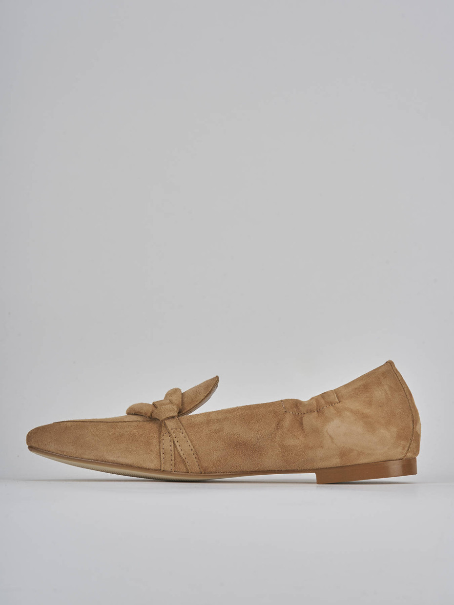 Mocassini tacco 1cm camoscio marrone