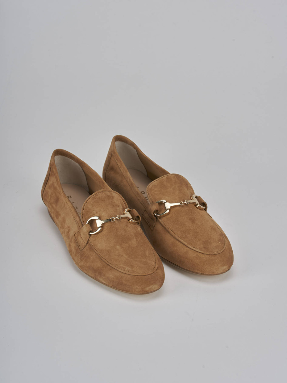 Mocassini tacco 1cm camoscio marrone Barca Stores