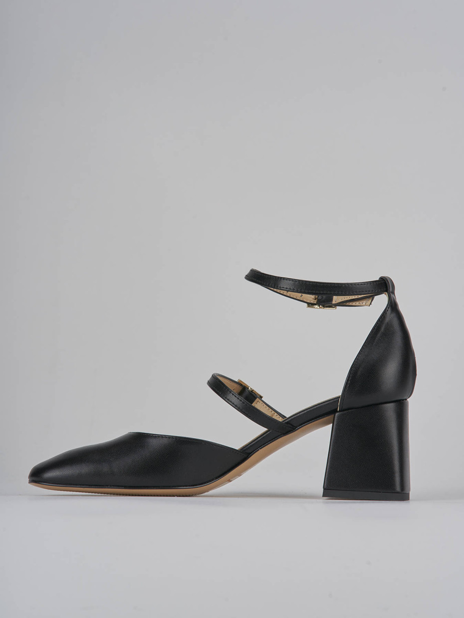 Décolleté e slingback tacco 6cm pelle nero