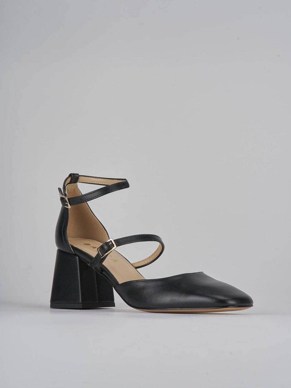 Décolleté e slingback tacco 6cm pelle nero