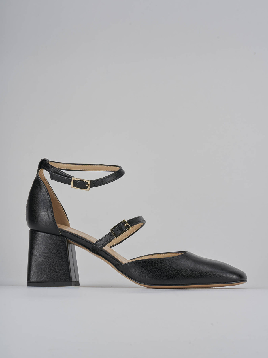 Décolleté e slingback tacco 6cm pelle nero