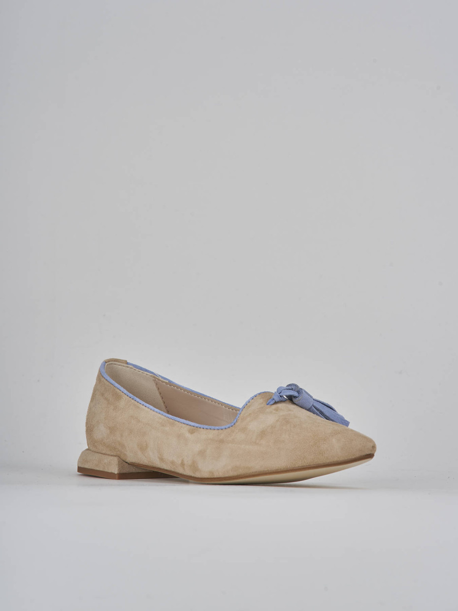 Ballerine tacco 1cm camoscio marrone