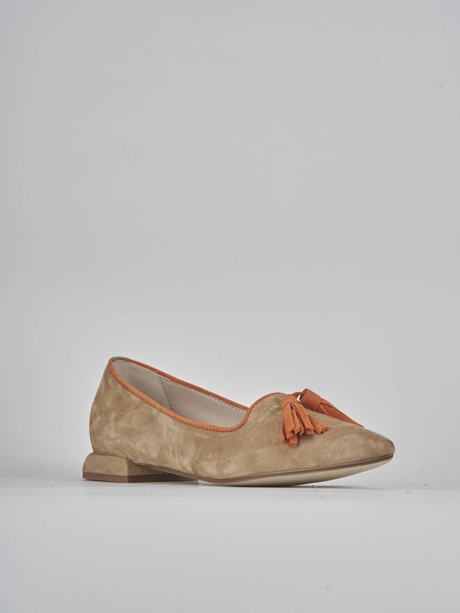 Ballerine tacco 1cm camoscio marrone