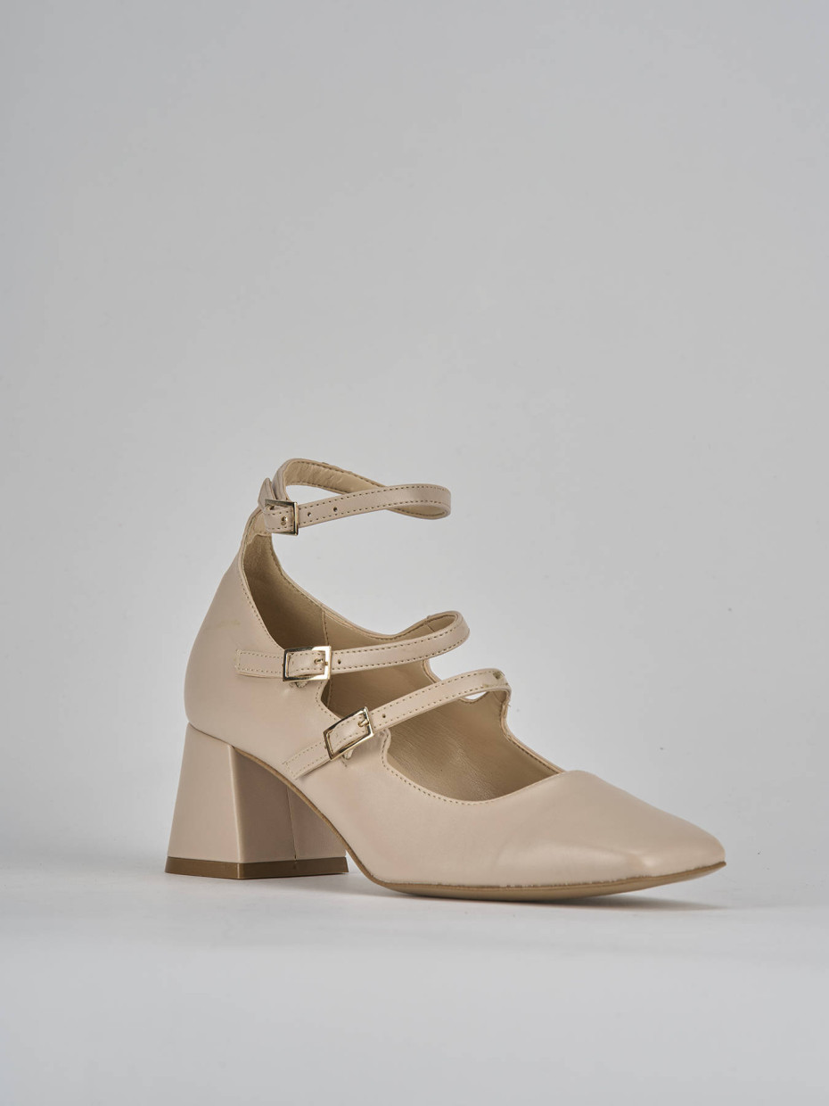 Décolleté e slingback tacco 6cm pelle beige