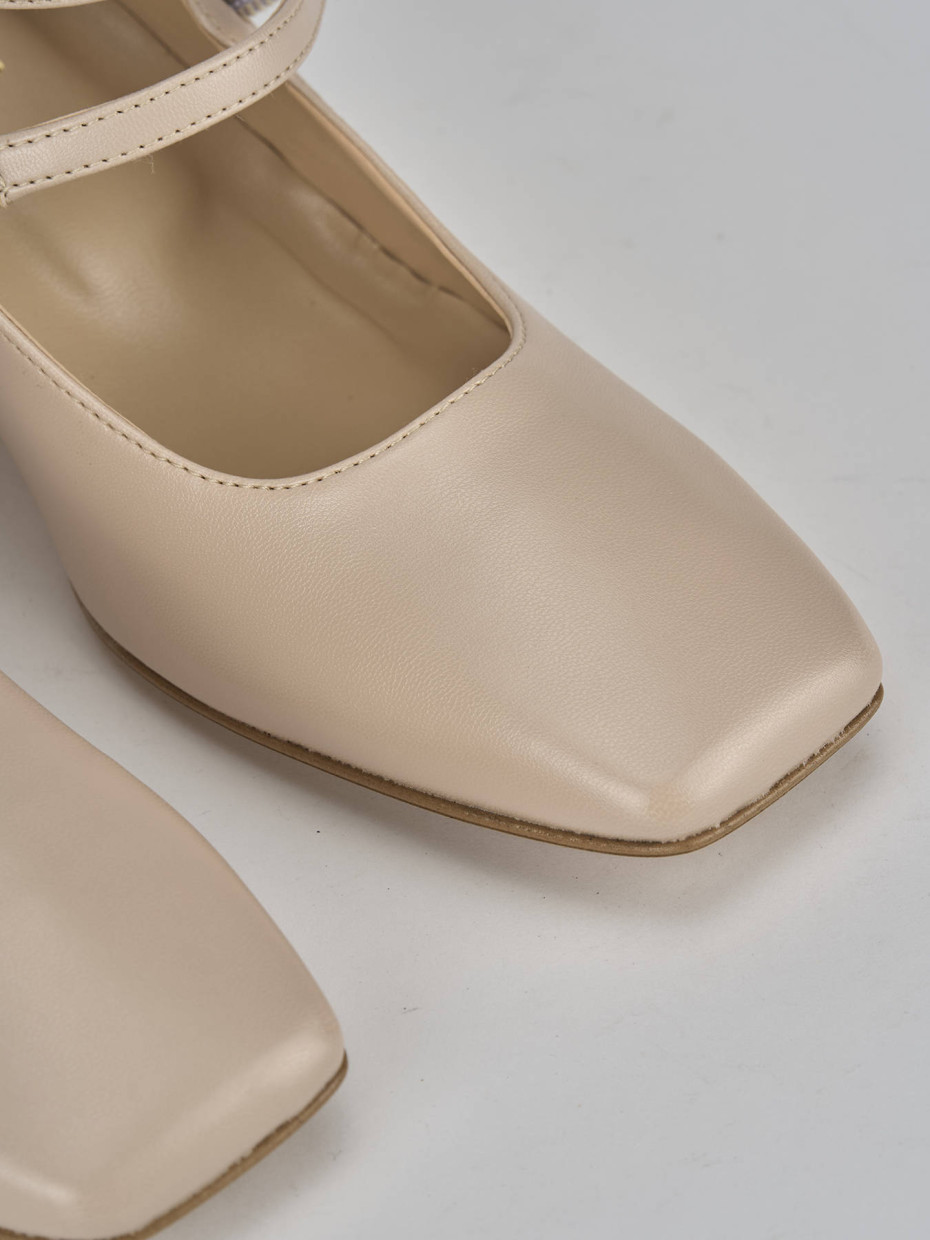 Décolleté e slingback tacco 6cm pelle beige