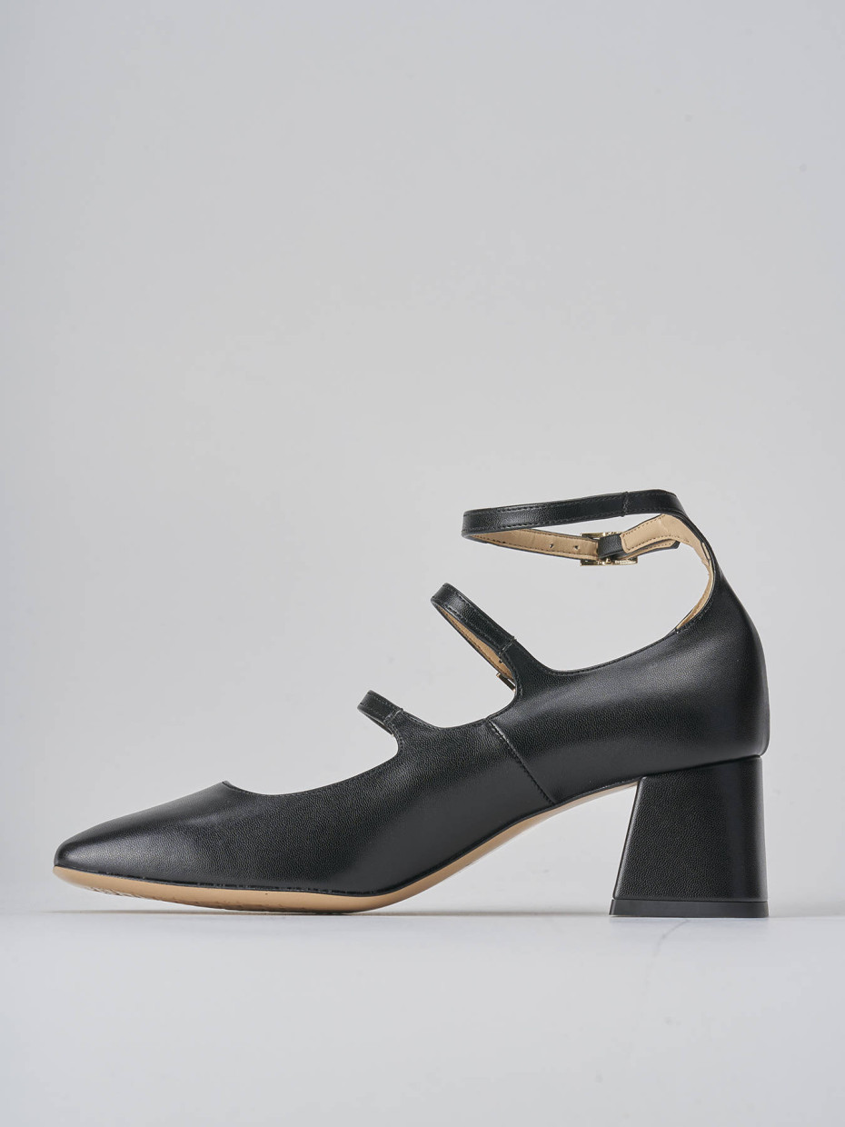 Décolleté e slingback tacco 6cm pelle nero