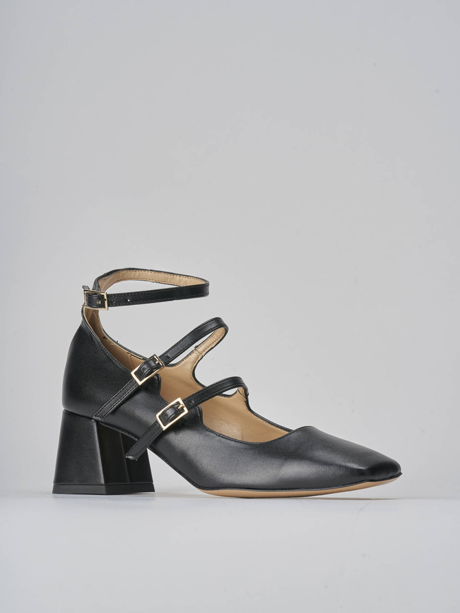 Décolleté e slingback tacco 6cm pelle nero